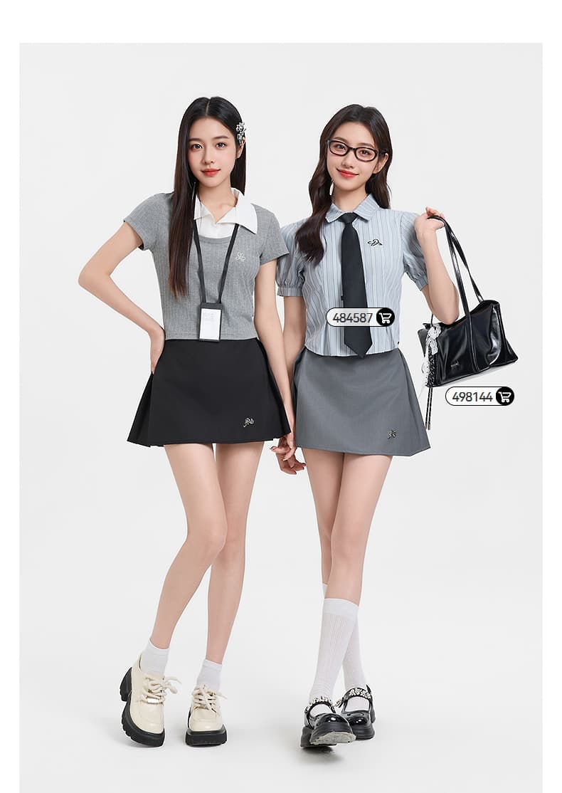 スカート 清楚プリーツ制服風ミニスカート