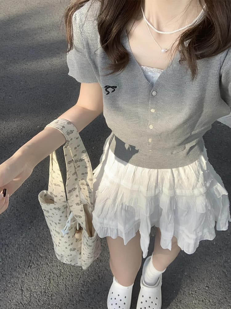 ふんわり重ね段フリルチュールスカート