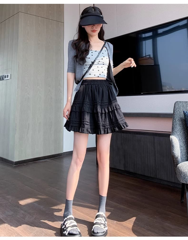 スカート ふんわり重ね層フリルミニスカート