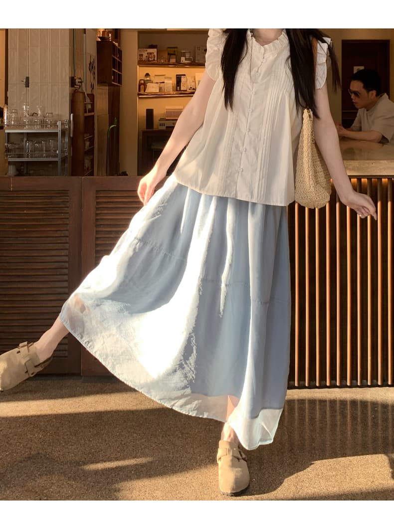 スカート 優雅なエアリーチュールスカート