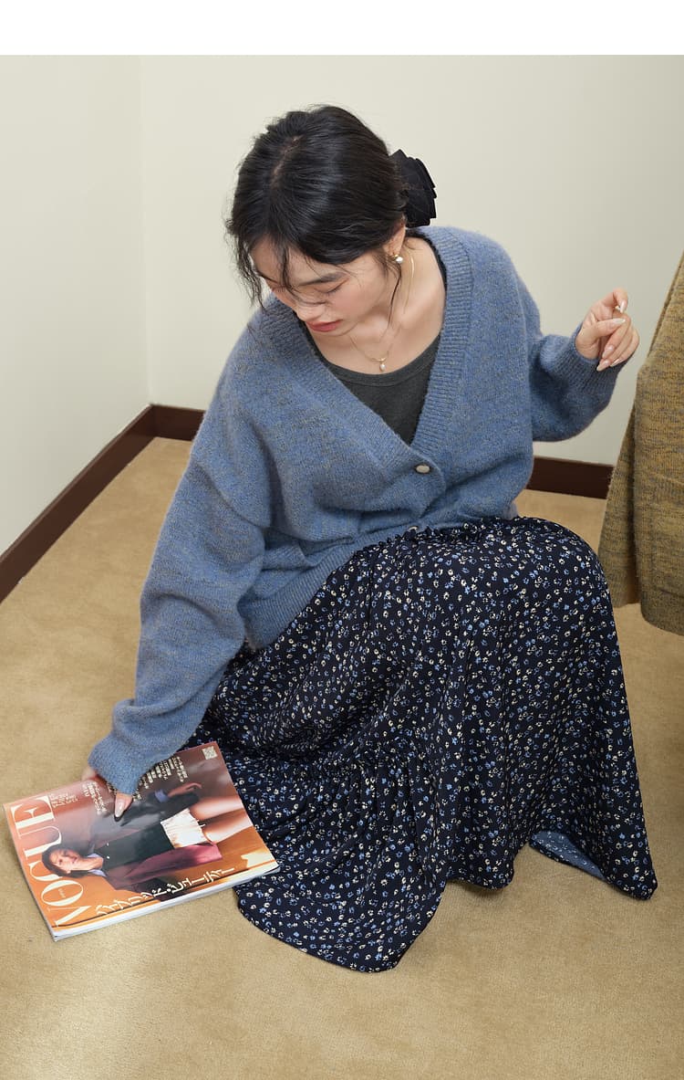 小花柄ティアードマーメイドスカート