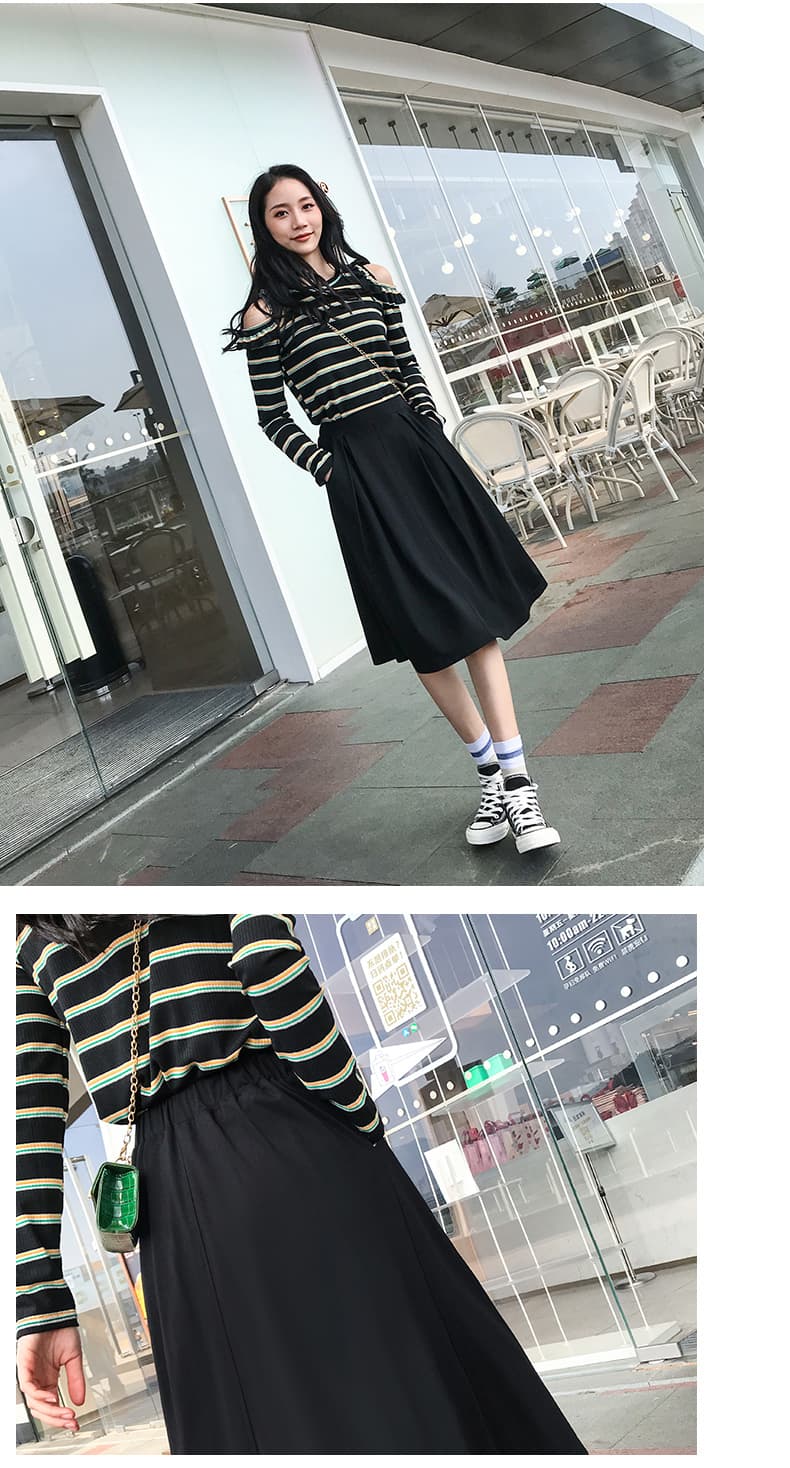 スカート 上品な膝下丈フレアスカート