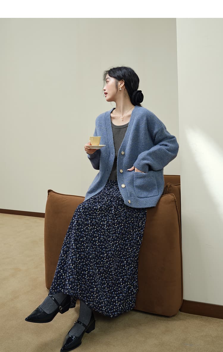 小花柄ティアードマーメイドスカート