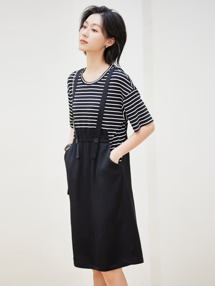 スカート すっきりシルエット サロペットスカート