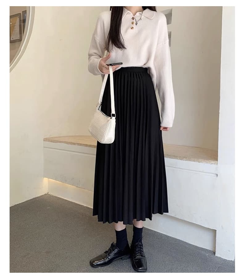上品優美プリーツロングスカート
