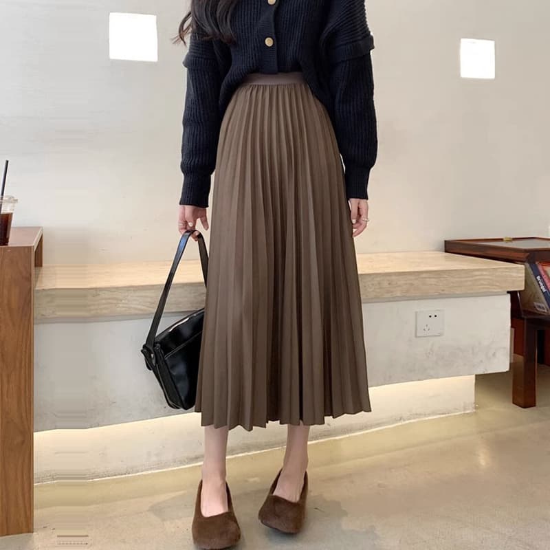 上品優美プリーツロングスカート