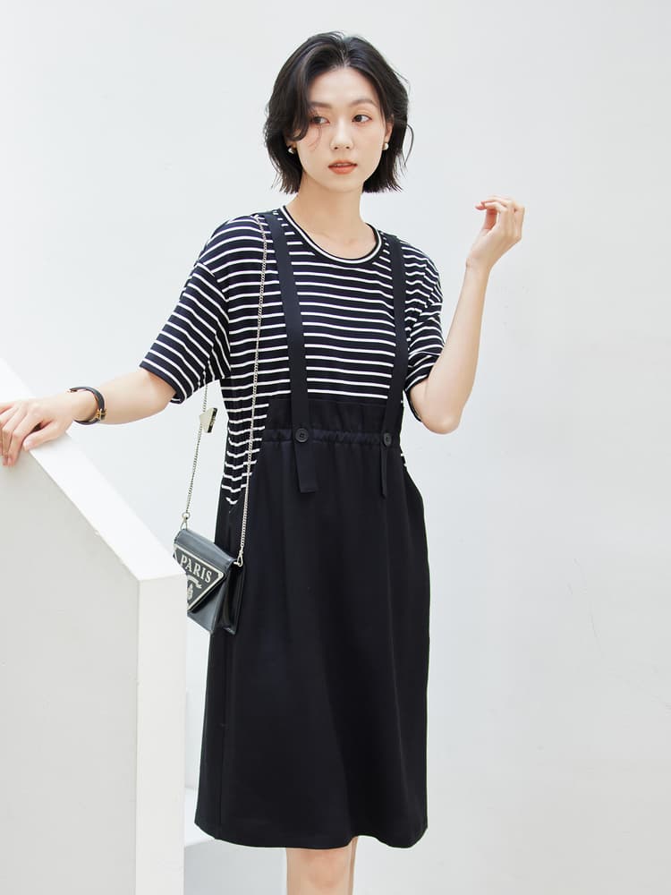 スカート すっきりシルエット サロペットスカート