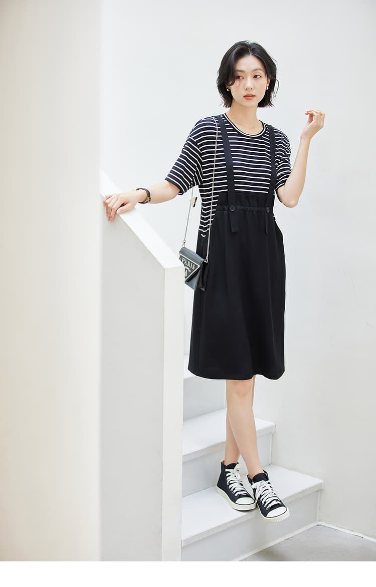 スカート すっきりシルエット サロペットスカート