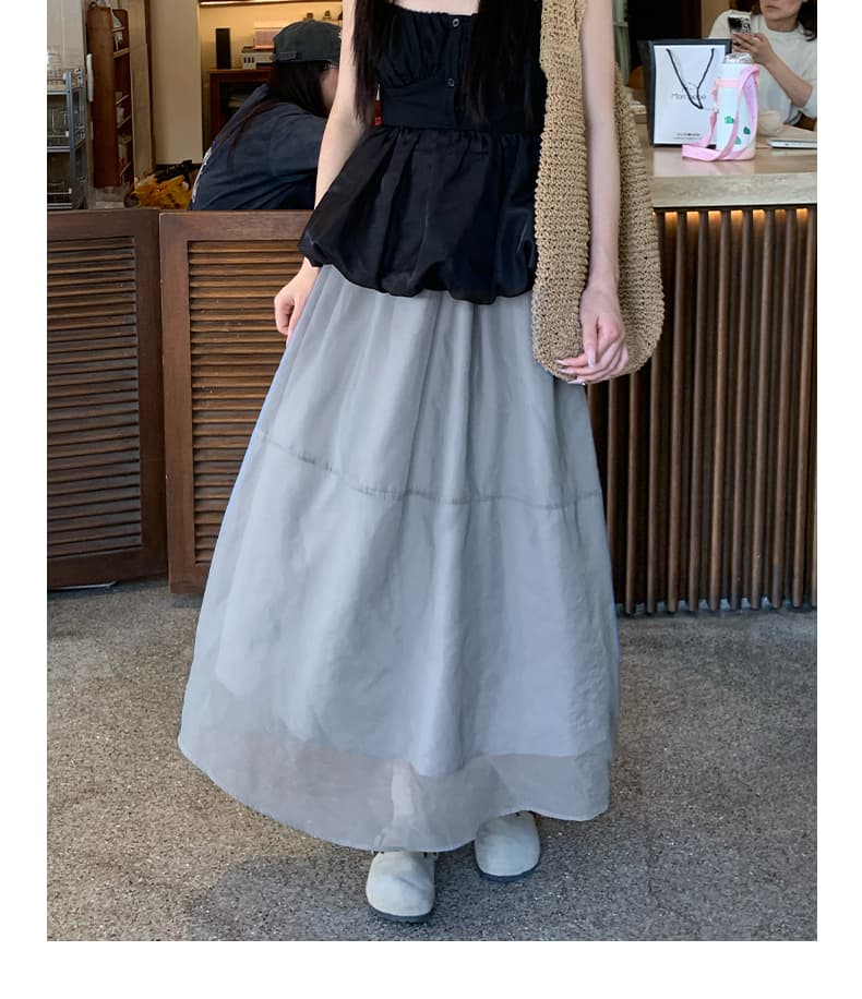 スカート ふんわり多層チュール丈長スカート