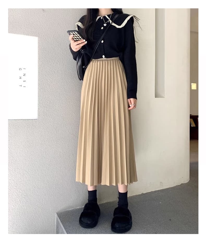 上品優美プリーツロングスカート