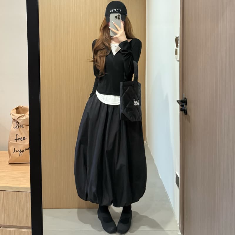 スカート バルーンシルエット ロングスカート