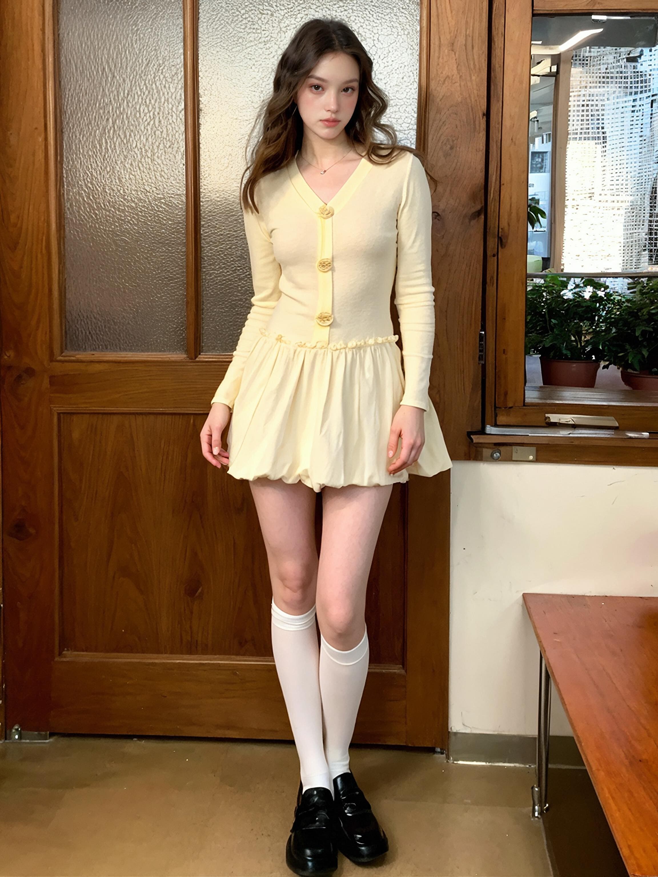 スカート ふんわりバルーン裾ワンピース