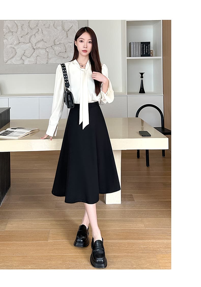 スカート ゆったりAラインミディスカート