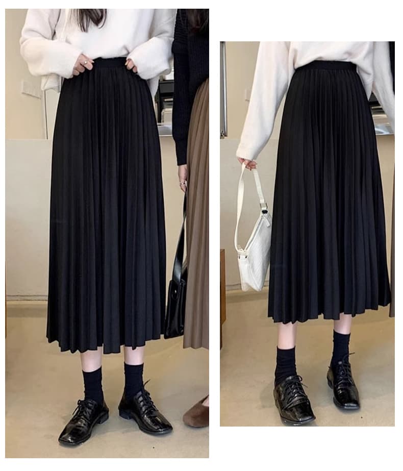 上品優美プリーツロングスカート