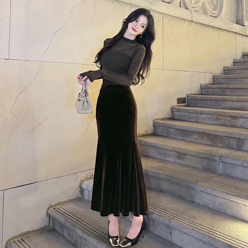 優美なシルエット マーメイドロングスカート