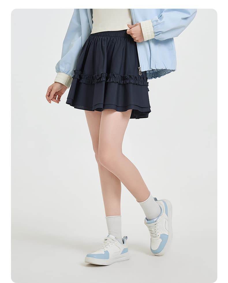 スカート ふんわりフリル重ねミニスカート
