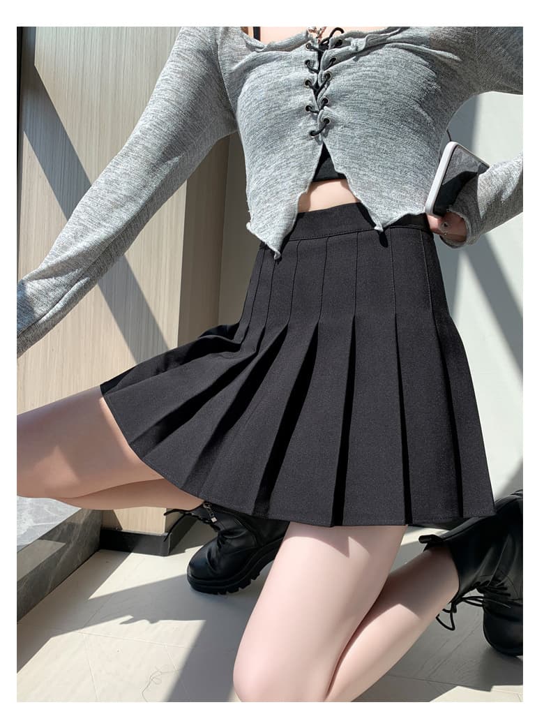 ハイウエストプリーツミニスカート