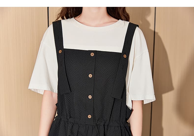 スカート ティアード切替えサロペットスカート