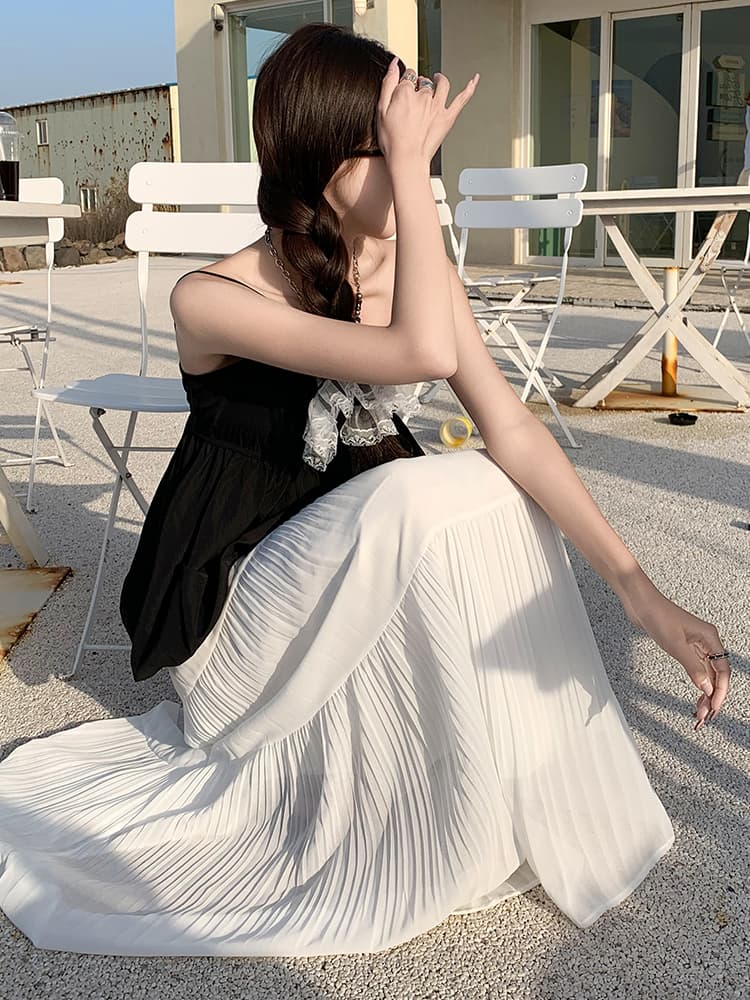 スカート 優美プリーツロングスカート