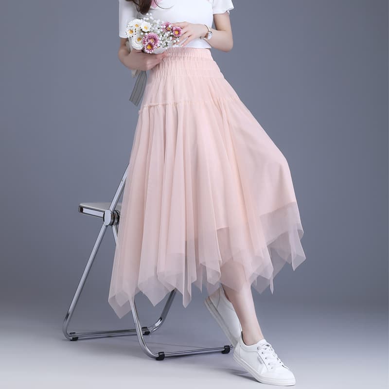 【春カラー先取り!】ふんわり優美チュールスカート