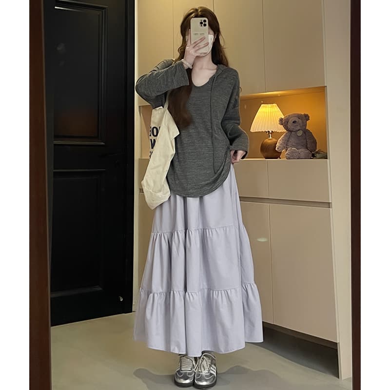 スカート ふんわり三段ティアードフレアスカート