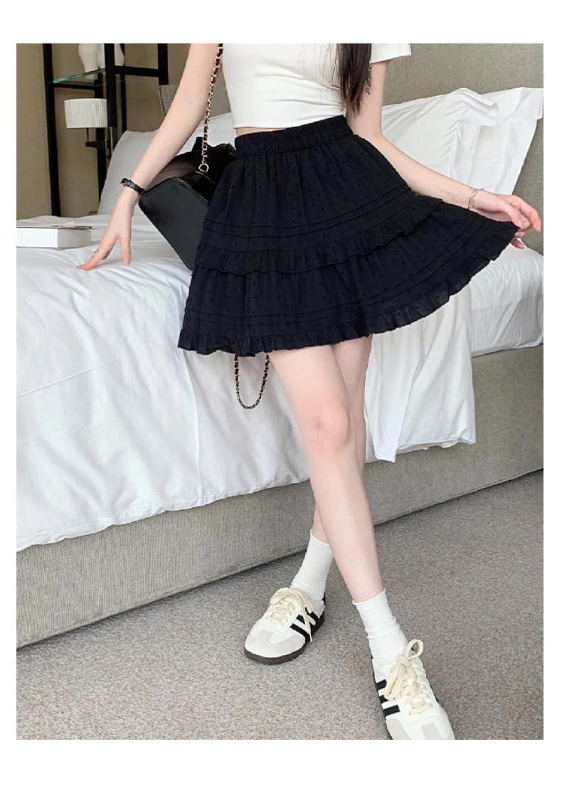 スカート ふんわり重ね層フリルミニスカート