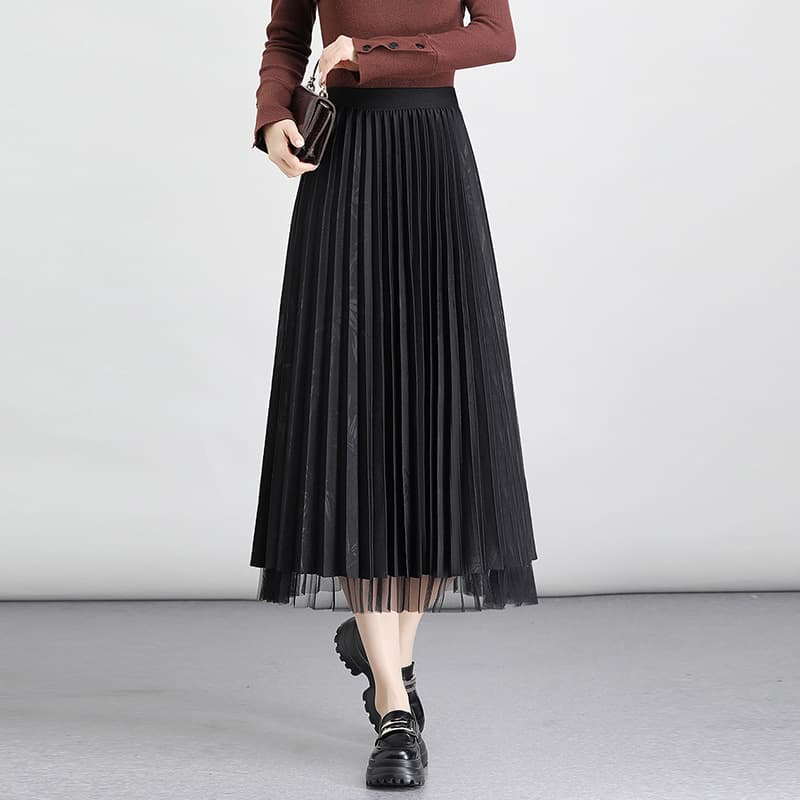 シンプルプリーツチュールスカート