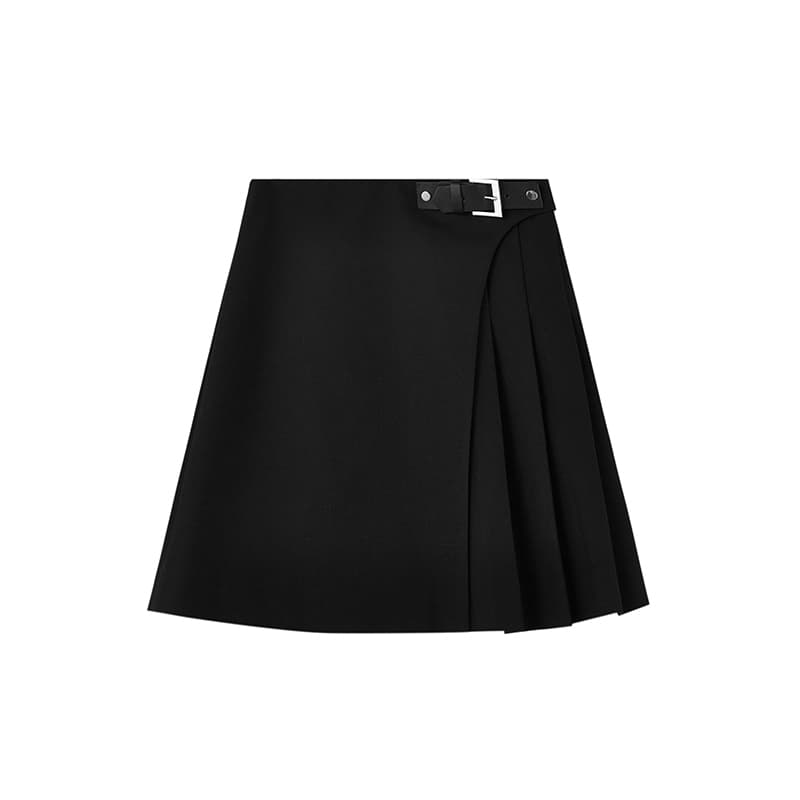 ベルトデザイン プリーツラップスカート