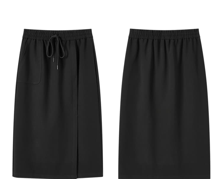 スカート リラックス紐付きミディスカート