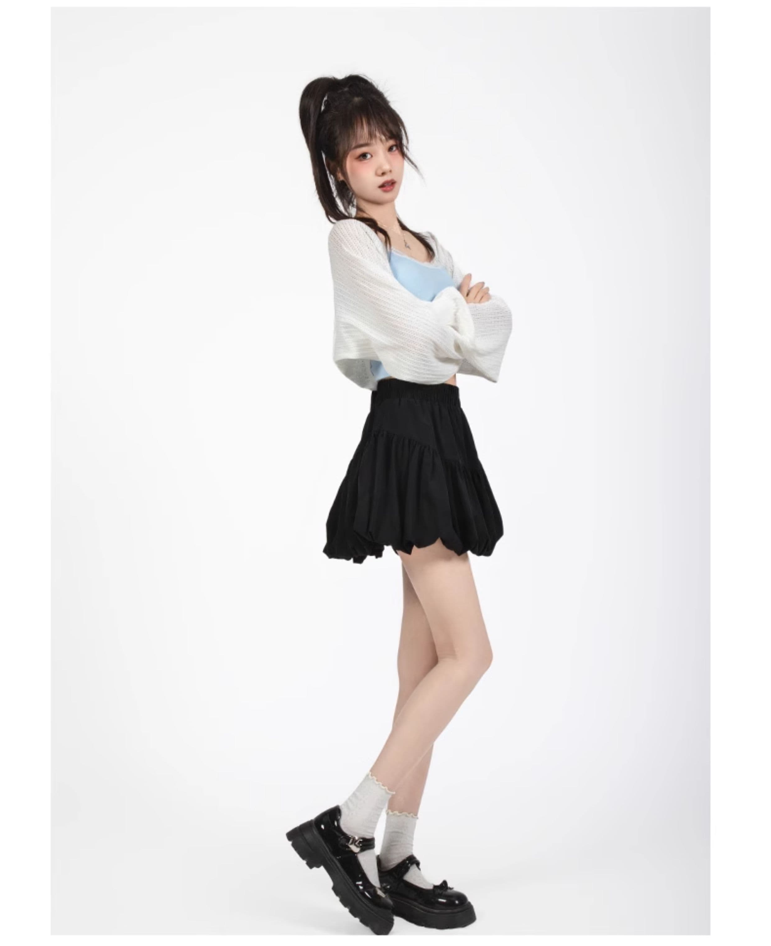 スカート ふんわりボリューム多層チュールミニスカート