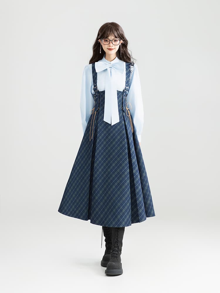 スカート クラシカル格子柄ジャンパースカート