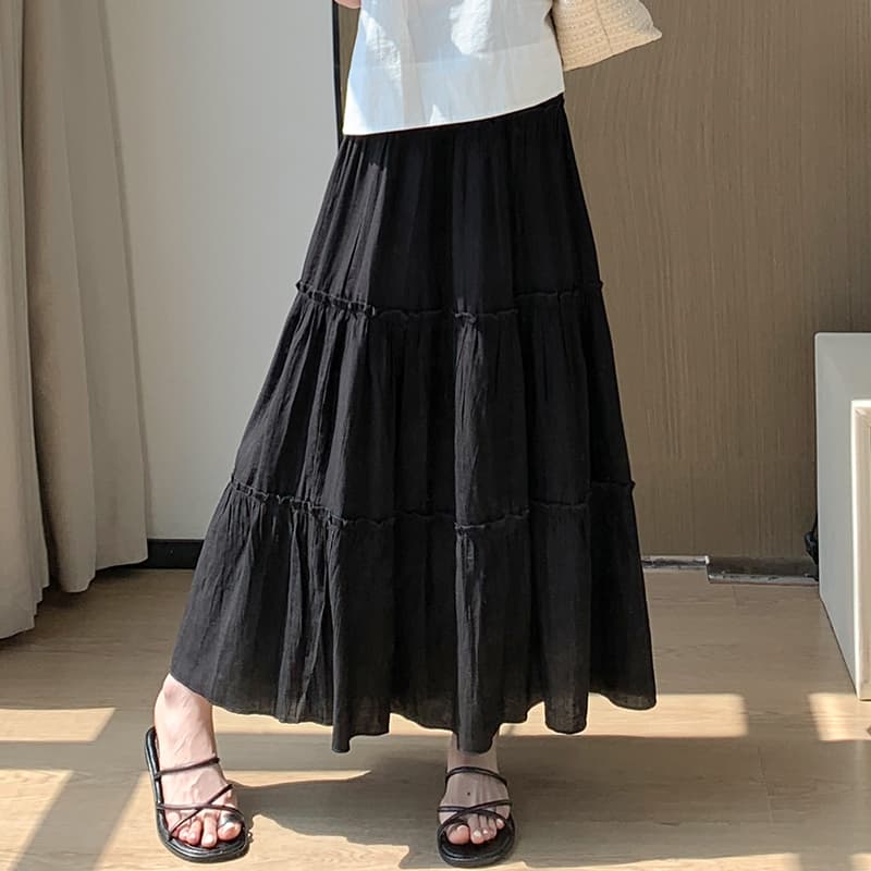 ティアードフリルロングチュールスカート