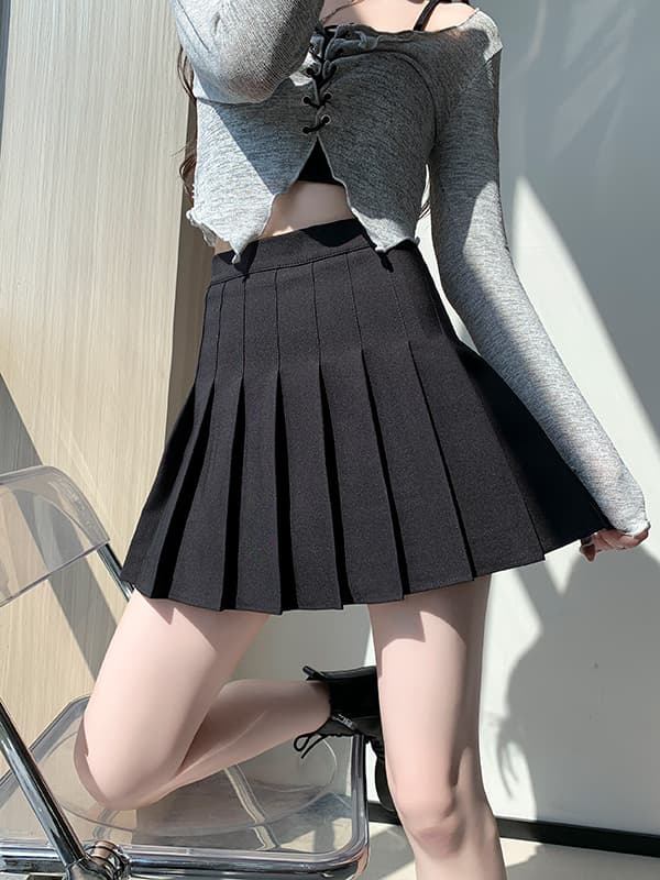 ハイウエストプリーツミニスカート