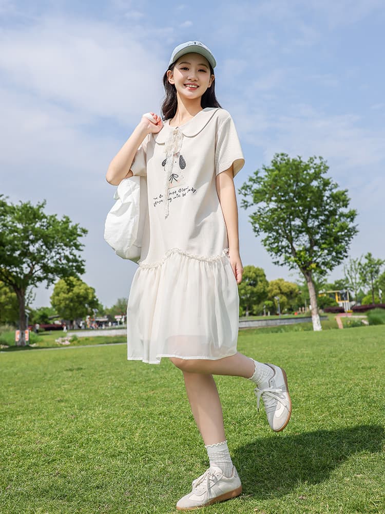 スカート ゆめかわチュールギャザーワンピース