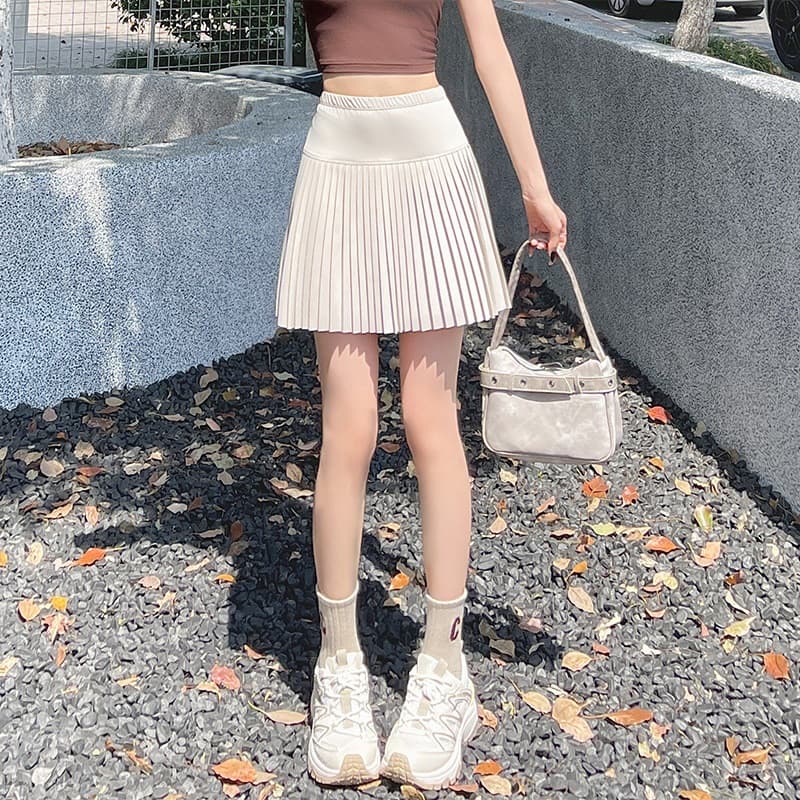 スカート 優美プリーツミニスカート