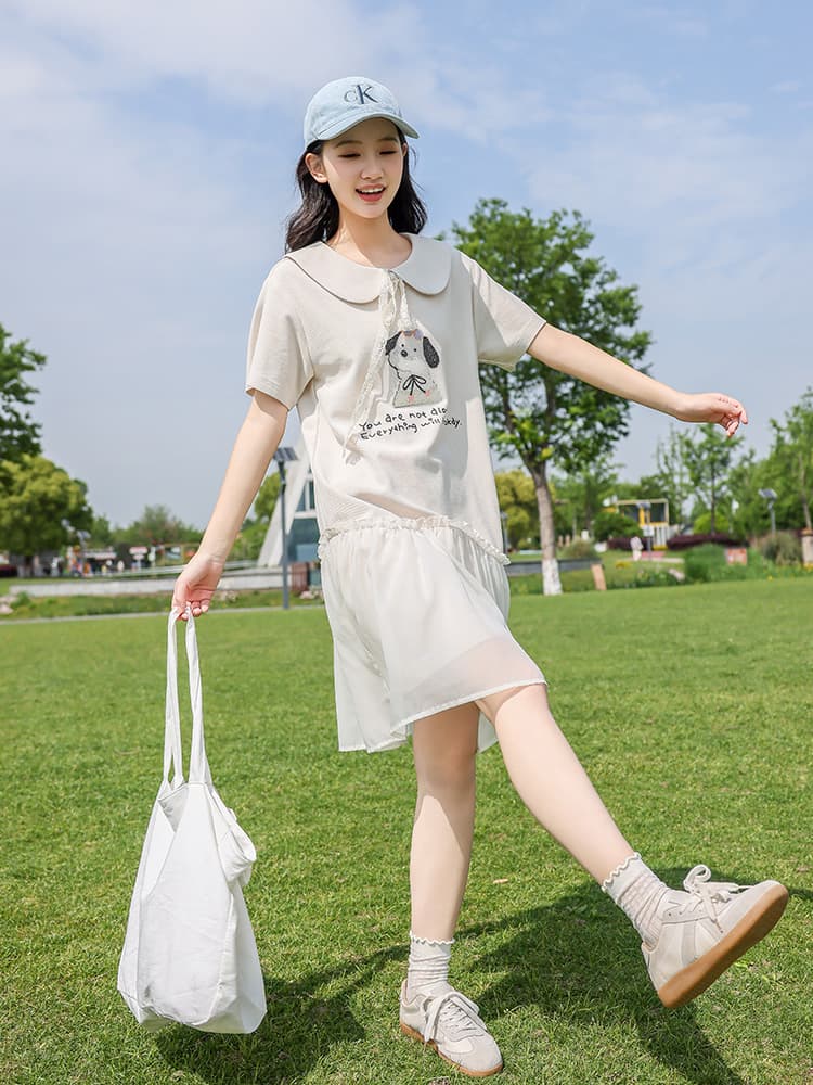 スカート ゆめかわチュールギャザーワンピース