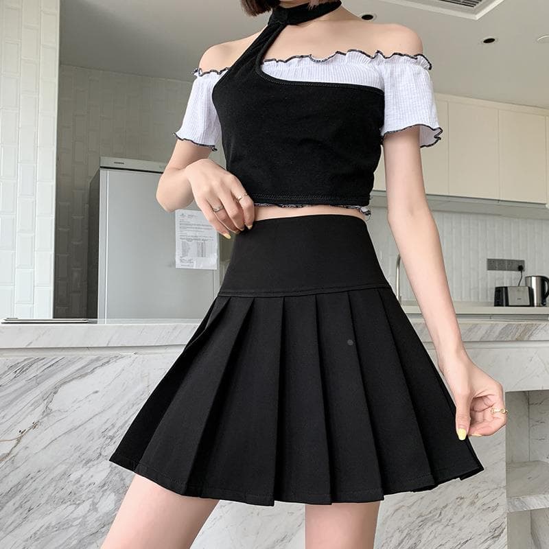 ハイウエストプリーツミニスカート