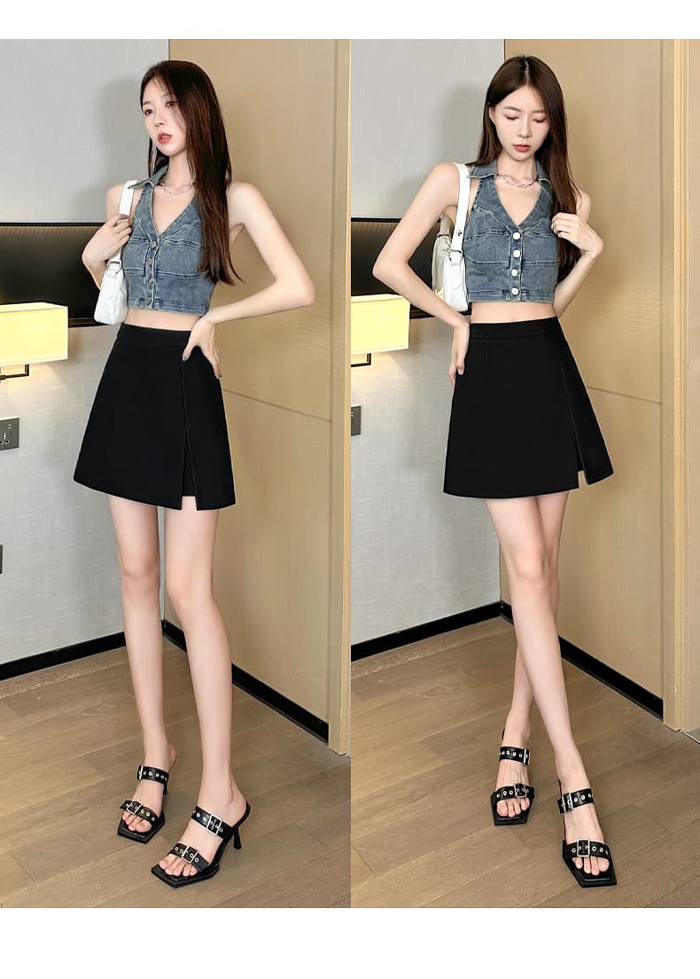 スカート スリット入りシンプルタイトスカート
