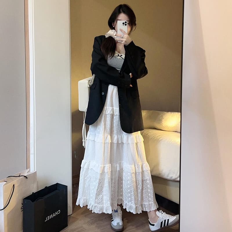 ふんわり優美チュールロングスカート