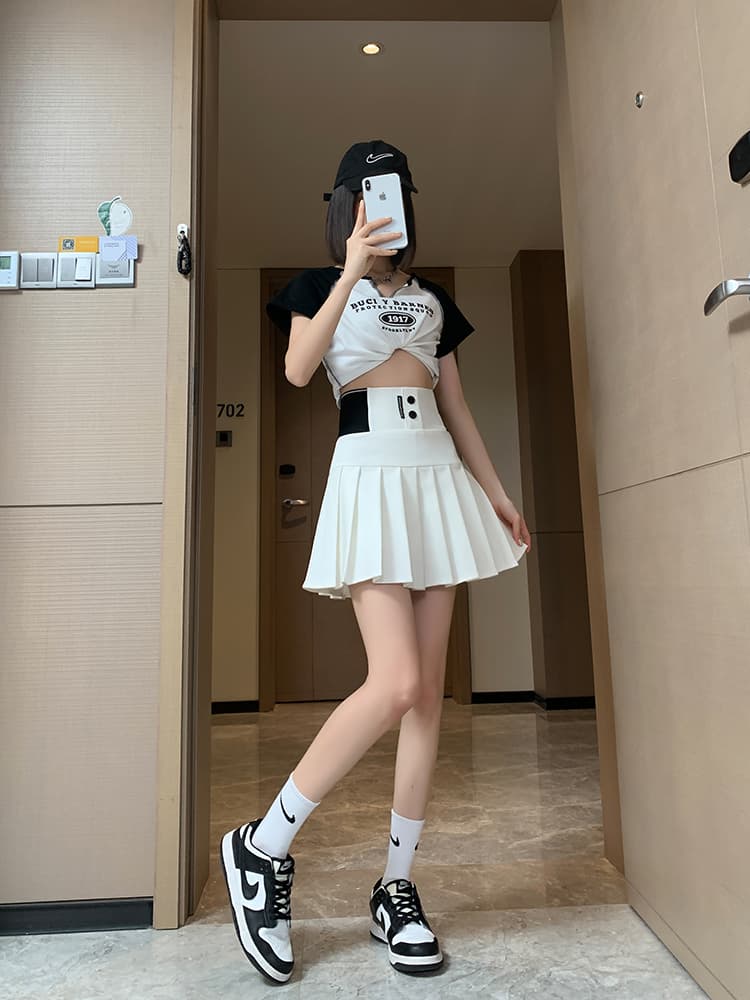 ハイウエストプリーツミニスカート