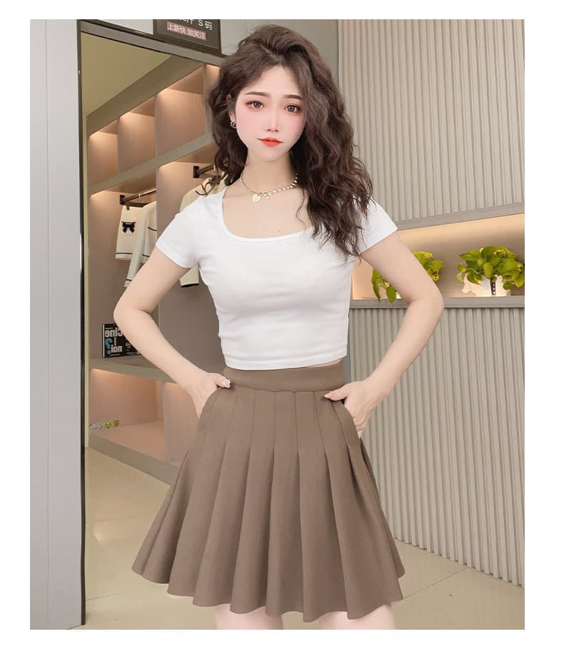 ハイウエスト プリーツミニスカート