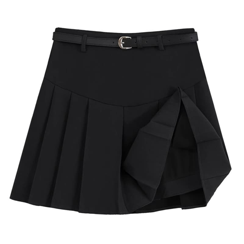 アシンメトリープリーツミニスカート