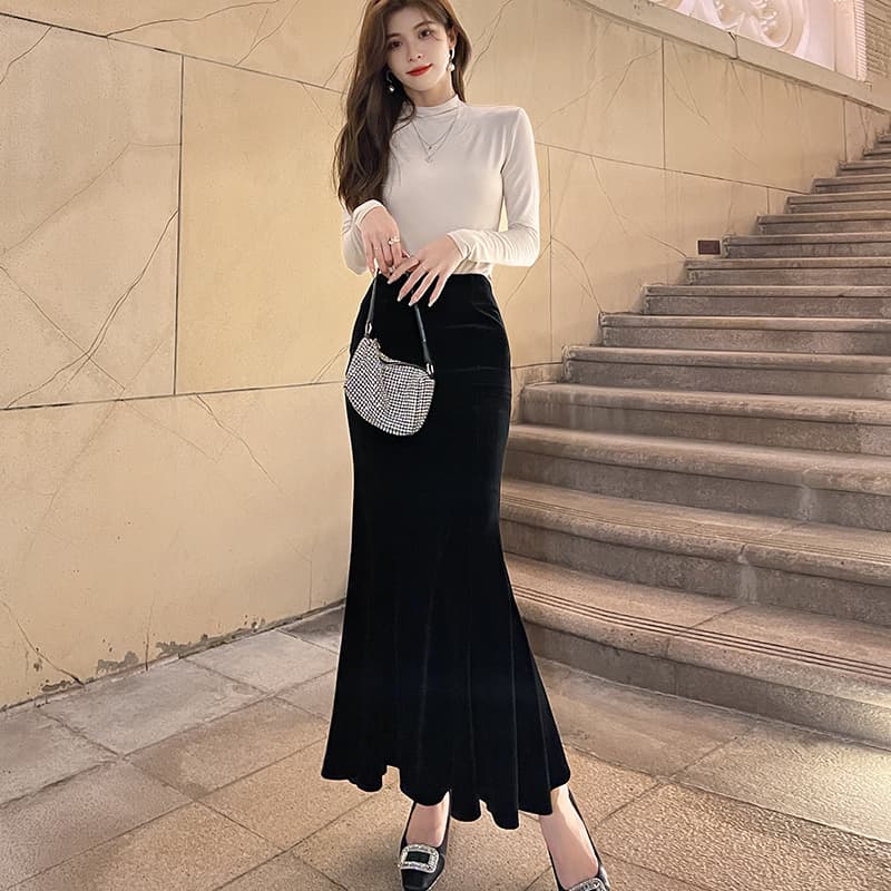 優美なシルエット マーメイドロングスカート