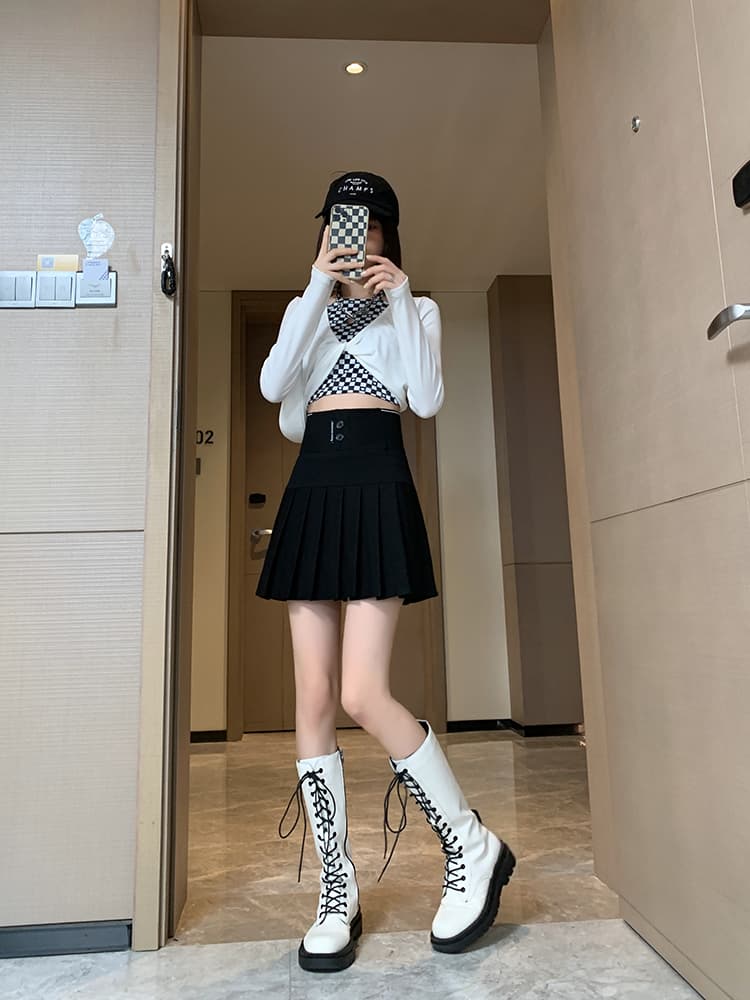 ハイウエストプリーツミニスカート
