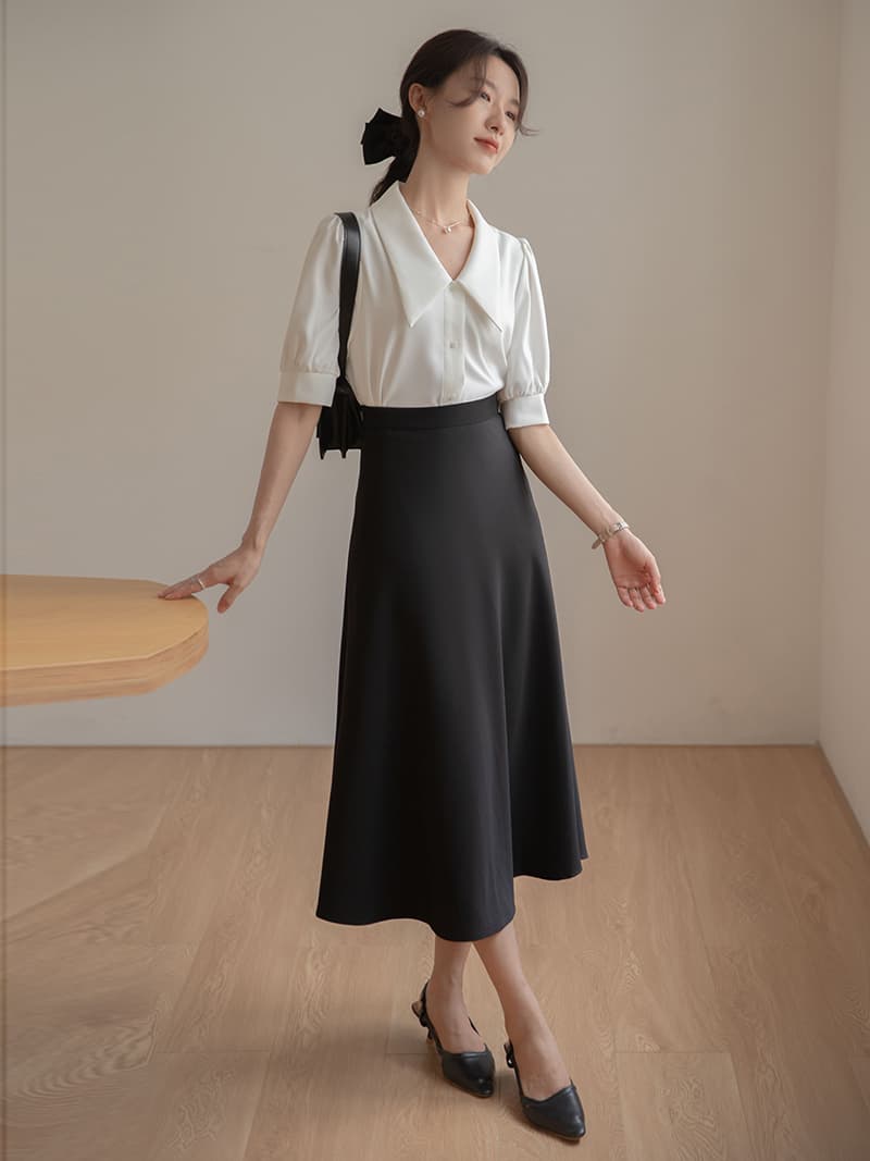 スカート すっきり美シルエットフレアスカート