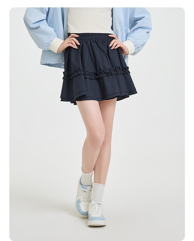 スカート ふんわりフリル重ねミニスカート