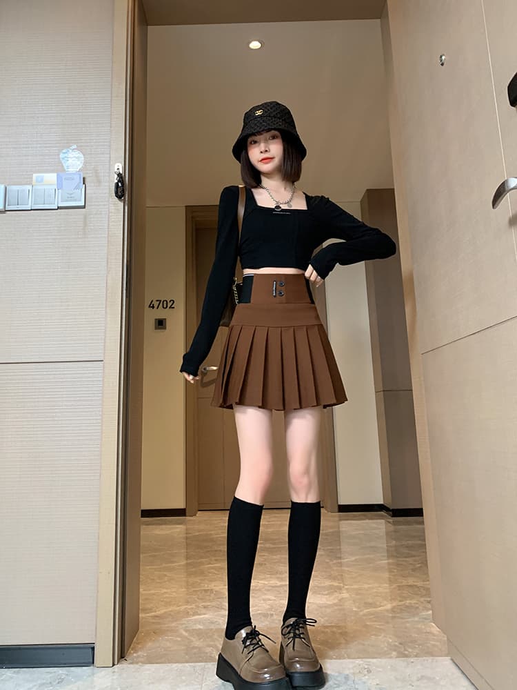 ハイウエストプリーツミニスカート