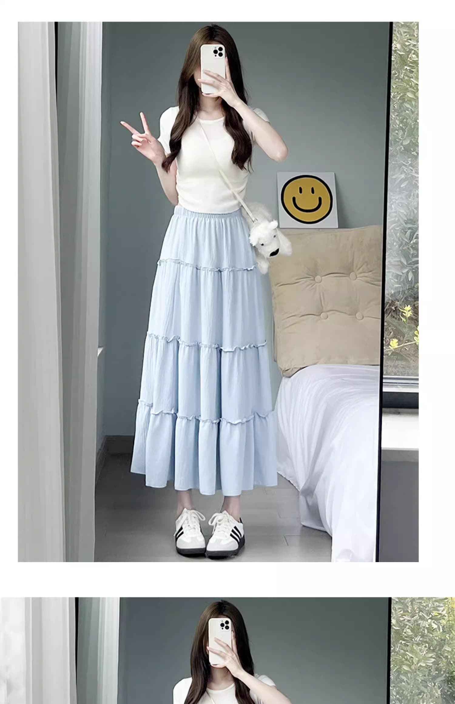 ふんわりティアードロングスカート