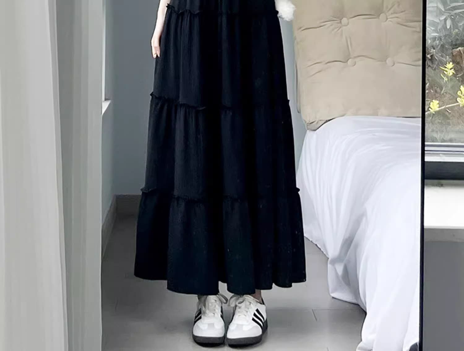 ふんわりティアードロングスカート