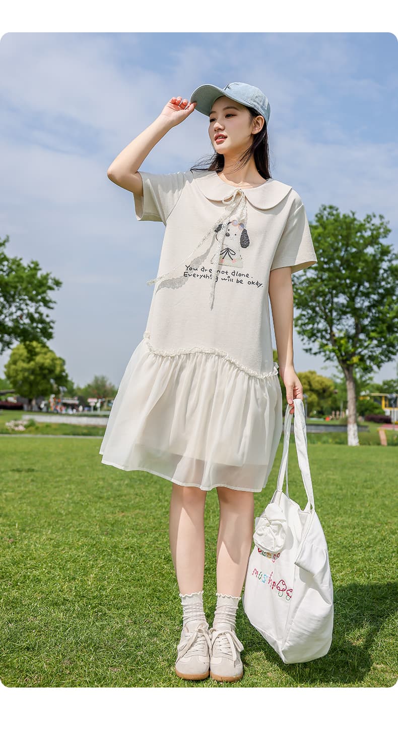 スカート ゆめかわチュールギャザーワンピース